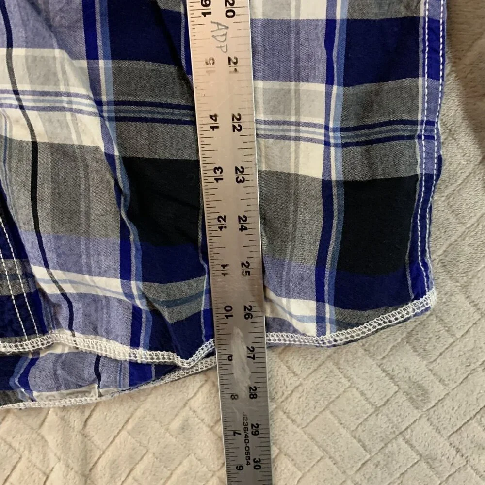 Route 66 Mens Medium Button Up Shirt Blue Plaid Pearl Snap Long Sleeve Western - Picture 8 of 15